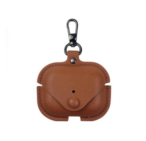 LiKGUS Soft Case for Airpods Pro Accessories Key Luxury Leather Storage Bag  Earphone Cover with Keychain Charging Case (Airpod Not Included) (Brown)